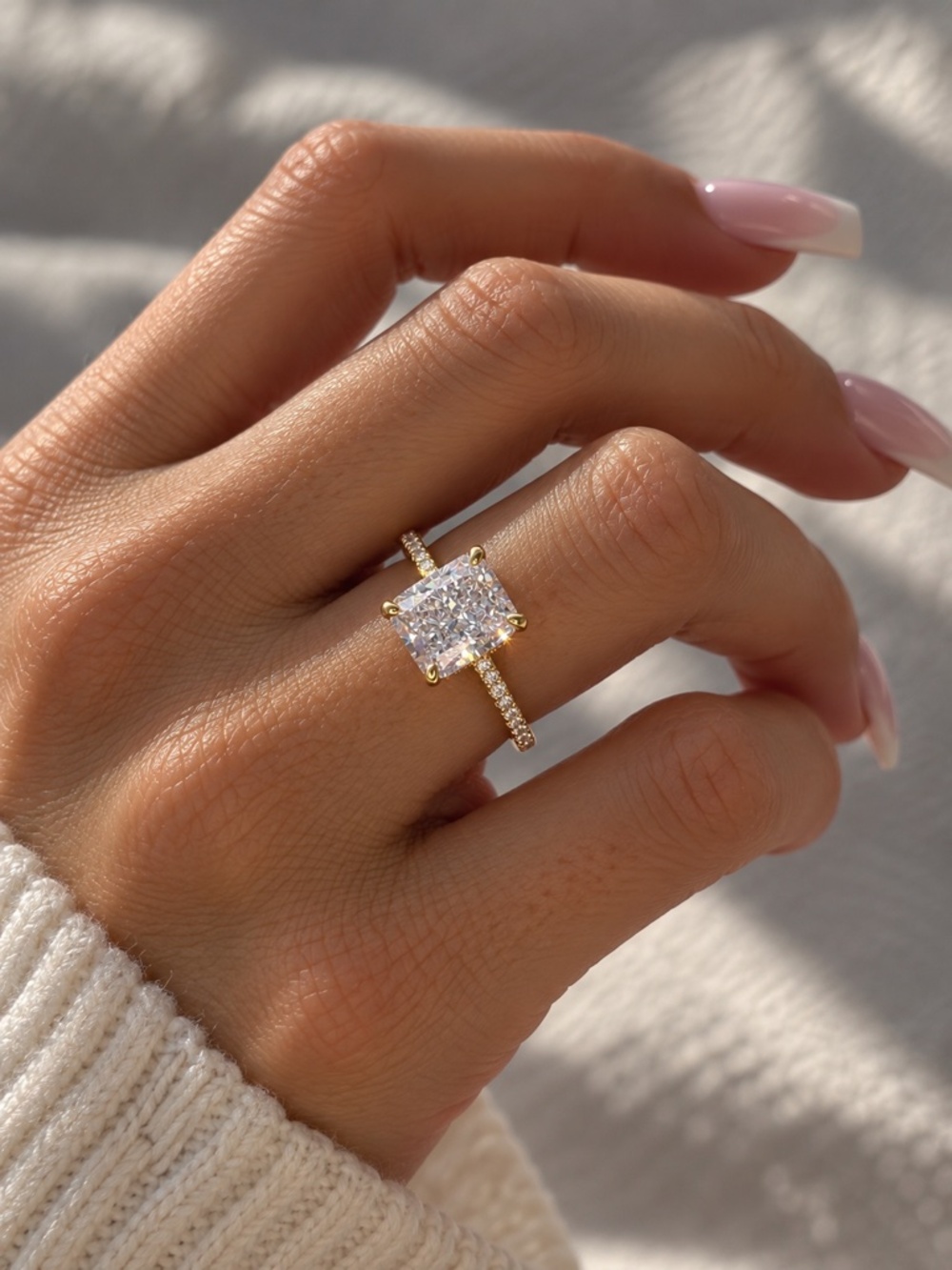 3 Ct Yellow Gold Plated Sterling Silver CZ Engagement Ring